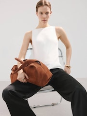 Mango Black Satin Wide Leg Trousers - Image 4 of 7