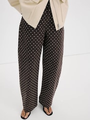 Mango Brown High Waisted Polka Dot Straight Jeans - Image 3 of 8
