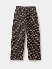 Mango Brown High Waisted Polka Dot Straight Jeans - Image 6 of 8