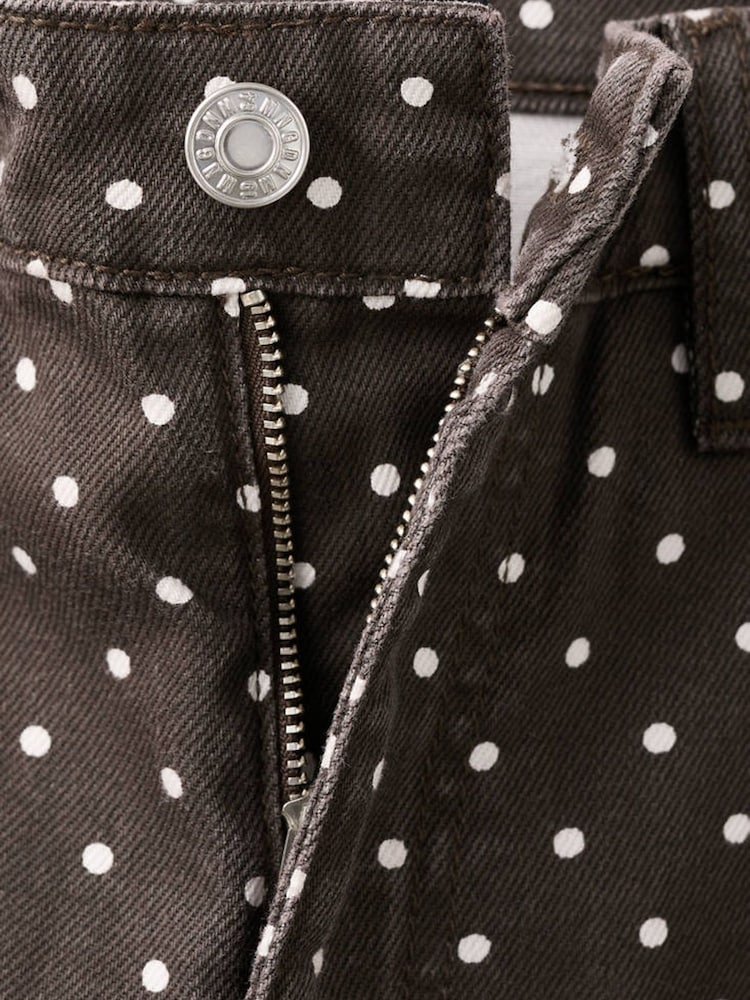 Mango Brown High Waisted Polka Dot Straight Jeans - Image 8 of 8