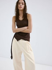 Mango Cream High Waisted Balloon Leg Jeans - Image 4 of 7