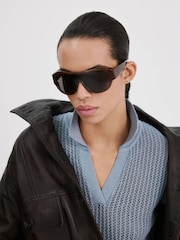 Mango Blue V-Neck Lightweight Knitted Jumper - Image 4 of 7