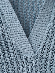 Mango Blue V-Neck Lightweight Knitted Jumper - Image 6 of 7