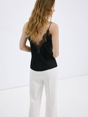 Mango Black Lace Trim Cami top - Image 3 of 8