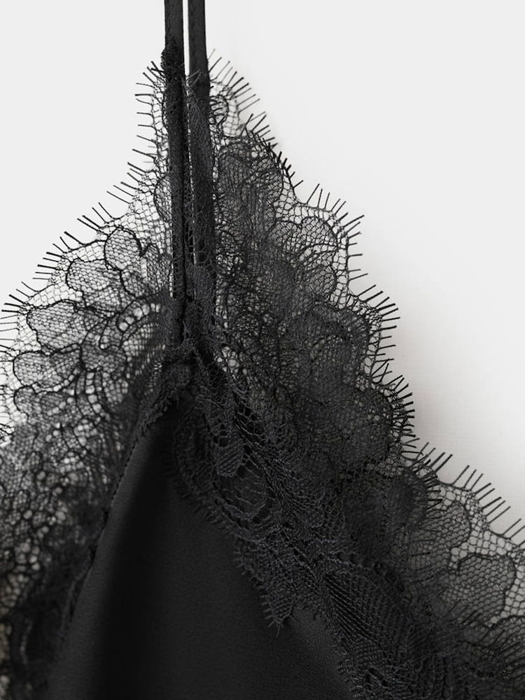 Mango Black Lace Trim Cami top - Image 8 of 8