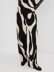 Mango Black Printed Wide Leg Trousers - Image 3 of 7
