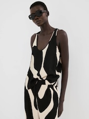 Mango Black Printed Wide Leg Trousers - Image 4 of 7