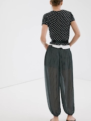 Mango Black Polka Dot Short Sleeve Knitted Top - Image 2 of 7