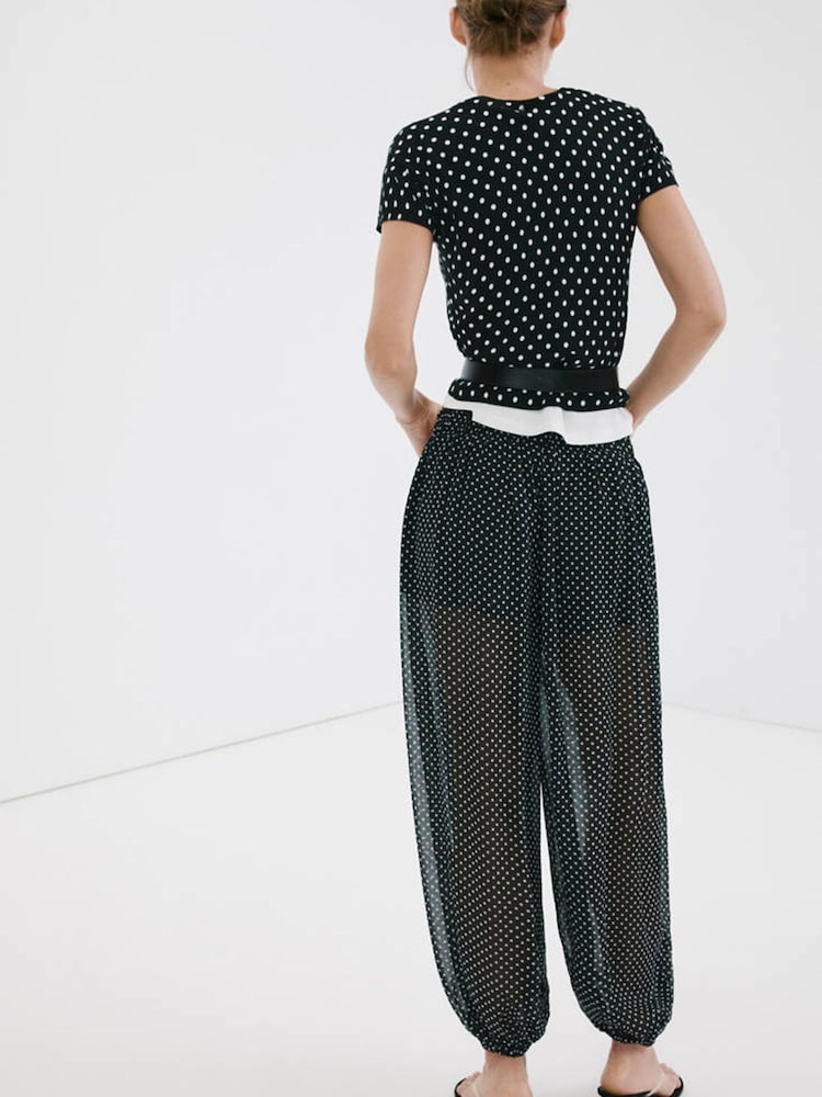 Mango Black Polka Dot Short Sleeve Knitted Top - Image 2 of 7 Mango Black Polka Dot Short Sleeve Knitted Top - Image 2 of 7
