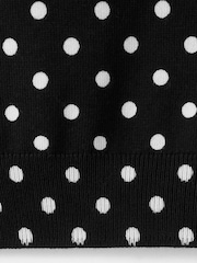 Mango Black Polka Dot Short Sleeve Knitted Top - Image 6 of 7