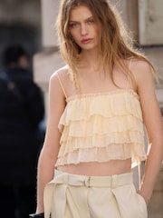 Mango Cream Scarf Detail Straight Leg Trousers - Image 3 of 7