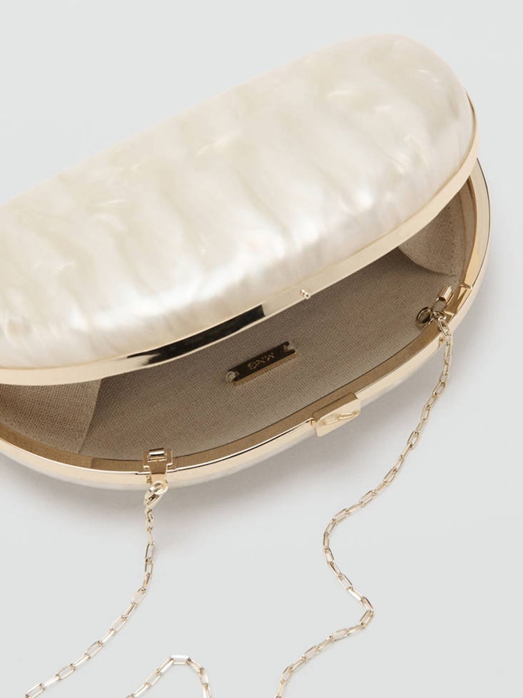 Mango White Pearl Clutch Bag - Image 4 of 4