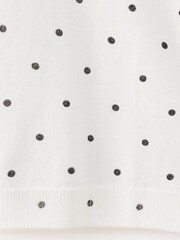 Mango White Polka Dot Short Sleeve Knitted T-Shirt - Image 6 of 6