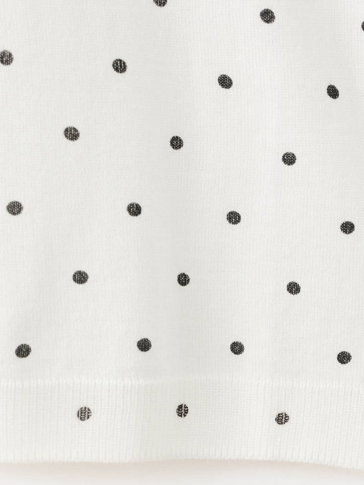 Mango White Polka Dot Short Sleeve Knitted T-Shirt - Image 6 of 6