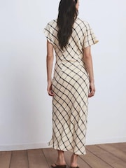 Mango Cream Checked Midi Dress - Image 2 of 7