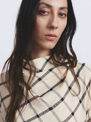 Mango Cream Checked Midi Dress - Image 4 of 7