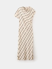 Mango Cream Checked Midi Dress - Image 5 of 7