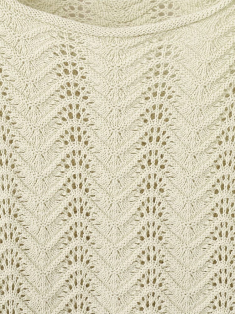 Mango Cream Crochet Knit Tie Sleeve Jumper - Image 7 of 7