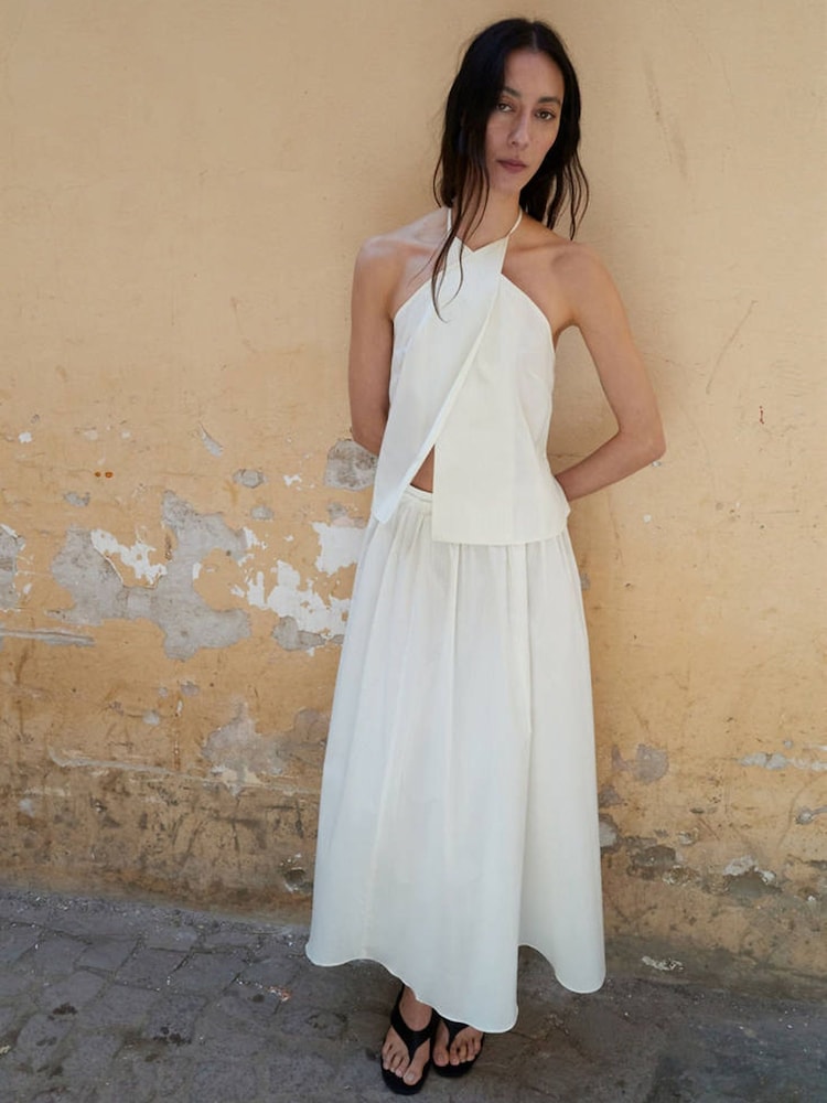 Mango Cream Tiered Cotton Maxi Skirt - Image 1 of 6