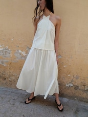 Mango Cream Tiered Cotton Maxi Skirt - Image 3 of 6