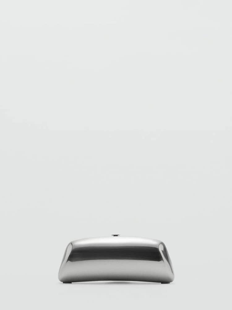 Mango Silver Metallic Finish Structured Handle Bag - Image 1 of 6