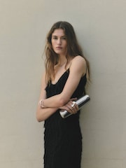 Mango Silver Metallic Finish Structured Handle Bag - Image 2 of 6