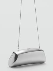 Mango Silver Metallic Finish Structured Handle Bag - Image 4 of 6