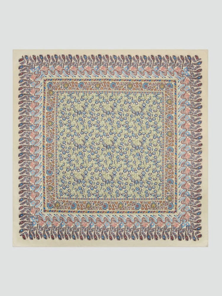 Mango Cream Floral Print Square Satin Scarf - Image 2 of 4