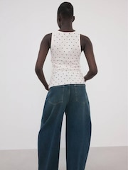 Mango White Polka Dot Knit Vest Top - Image 3 of 7