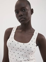 Mango White Polka Dot Knit Vest Top - Image 4 of 7