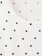 Mango White Polka Dot Knit Vest Top - Image 6 of 7
