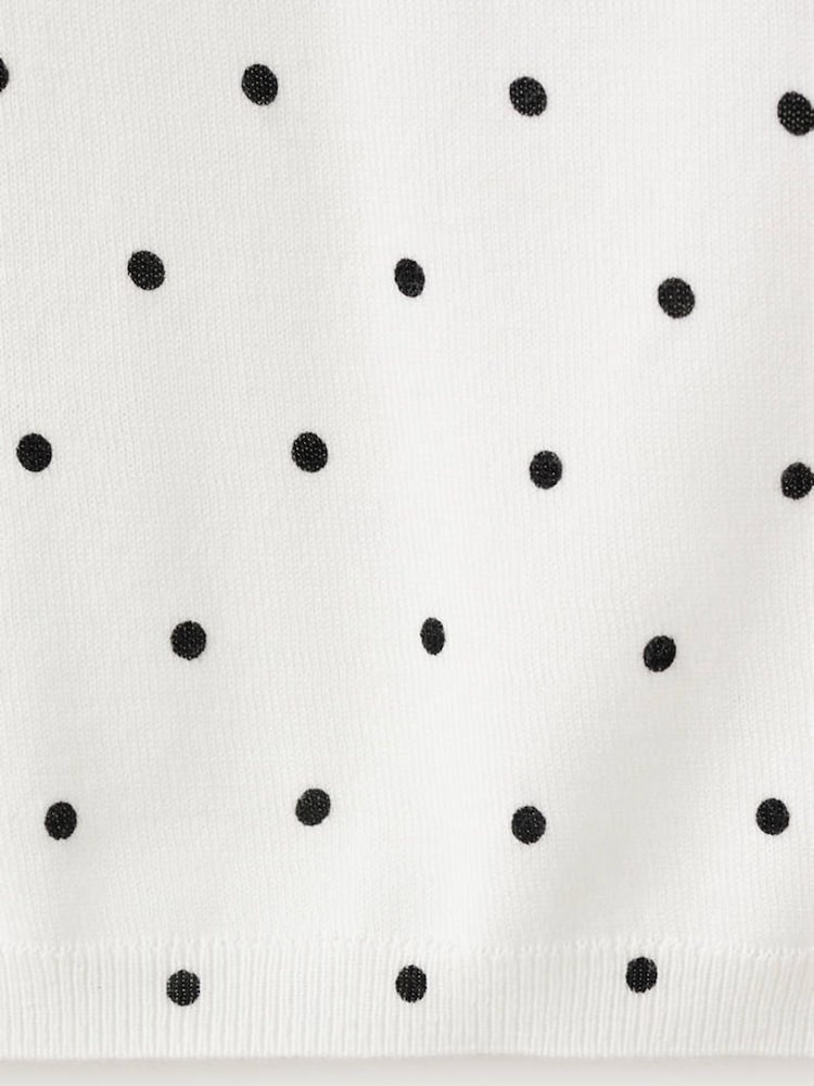 Mango White Polka Dot Knit Vest Top - Image 7 of 7