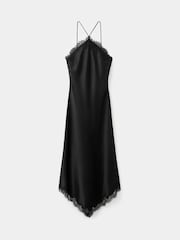 Mango Black Lace Halterneck Midi Dress - Image 5 of 7