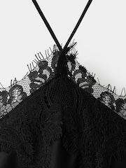 Mango Black Lace Halterneck Midi Dress - Image 7 of 7
