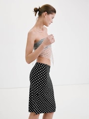 Mango Black Polka Dot Knit Midi Skirt - Image 4 of 8