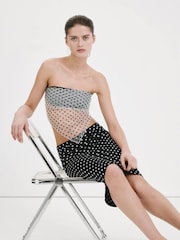 Mango Black Polka Dot Knit Midi Skirt - Image 5 of 8