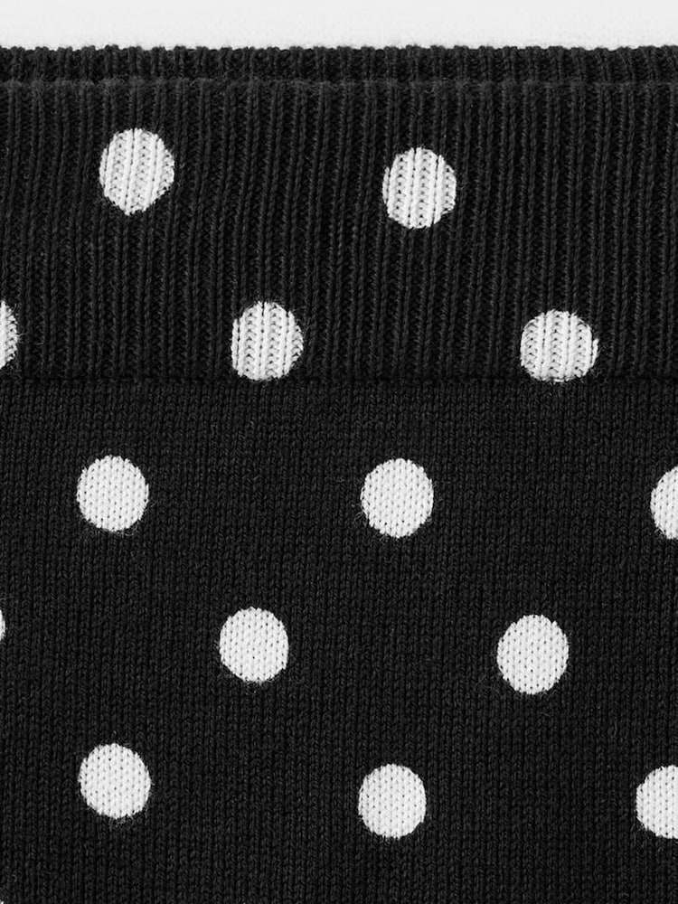 Mango Black Polka Dot Knit Midi Skirt - Image 8 of 8