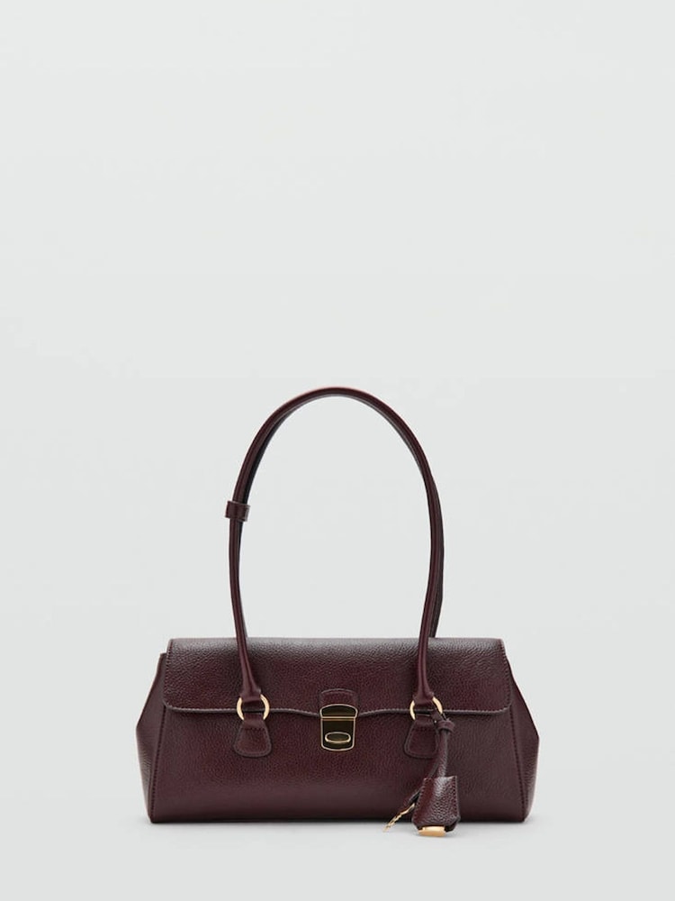 Mango Red Leather Effect Padlock Shoulder Bag - Image 1 of 6