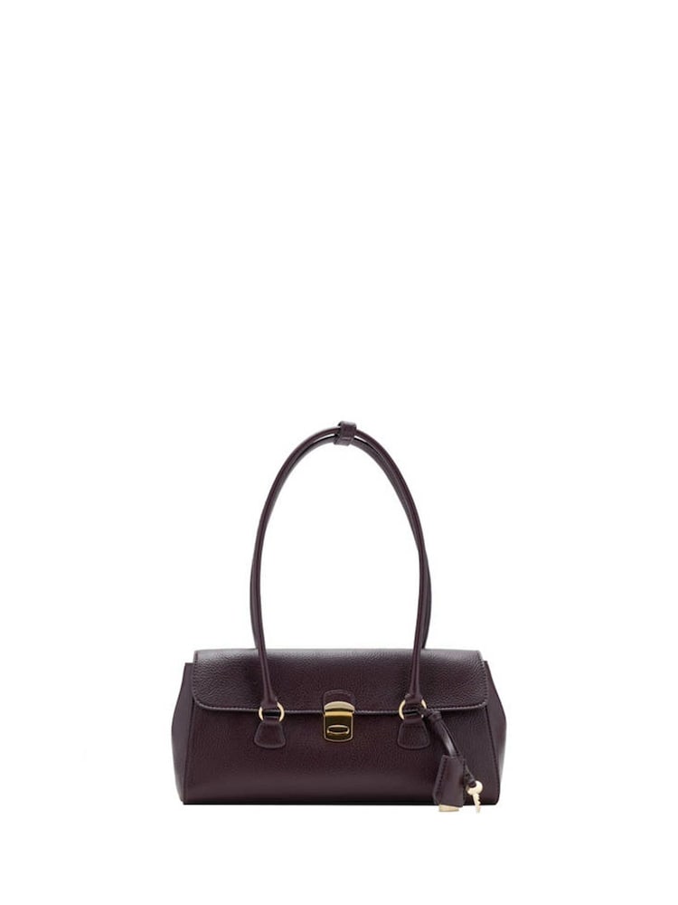 Mango Red Leather Effect Padlock Shoulder Bag - Image 6 of 6