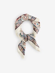 Mango Cream Border Print Square Satin Scarf - Image 1 of 2