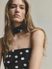 Mango Black Polka Dot Scarf Detail Maxi Dress - Image 4 of 7