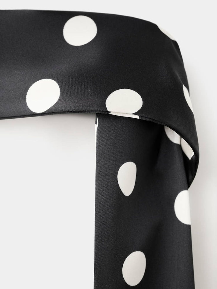 Mango Black Polka Dot Scarf Detail Maxi Dress - Image 7 of 7 Mango Black Polka Dot Scarf Detail Maxi Dress - Image 7 of 7