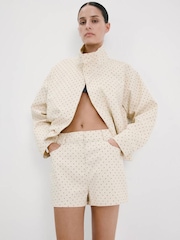 Mango Cream Polka Dot Tailored Shorts - Image 3 of 7