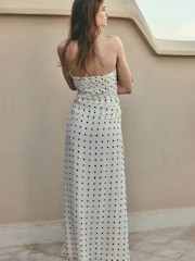 Mango White Polka Dot Midi Dress - Image 2 of 6