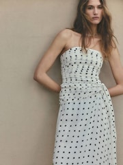 Mango White Polka Dot Midi Dress - Image 3 of 6