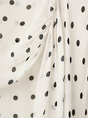 Mango White Polka Dot Midi Dress - Image 6 of 6