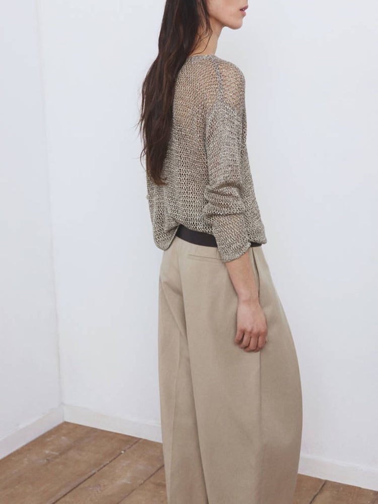 Mango Nude Textured Crew Neck Knitted Jumper - Image 2 of 7 Mango Nude Textured Crew Neck Knitted Jumper - Image 2 of 7