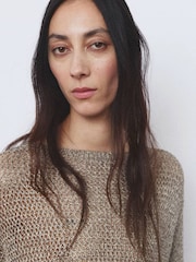 Mango Nude Textured Crew Neck Knitted Jumper - Image 5 of 7