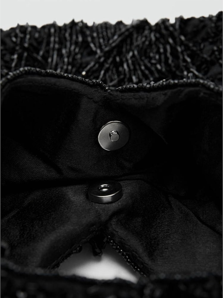 Mango Black Beaded Fringe Handbag - Image 4 of 4