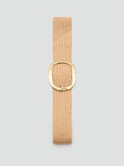 Mango Cream Straw Weave Buckle Belt - Image 4 of 5
